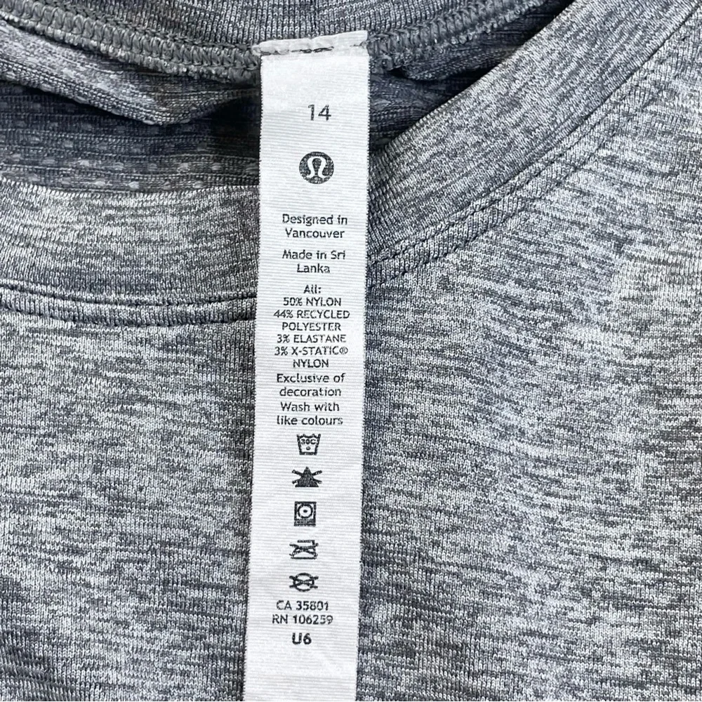 Lululemon Swiftly Tech Shirt Short Sleeves Heather Gray 14 #173